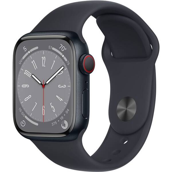 Apple Watch Series 8, Cellular, 45mm, Midnight, Midnight Sport Band